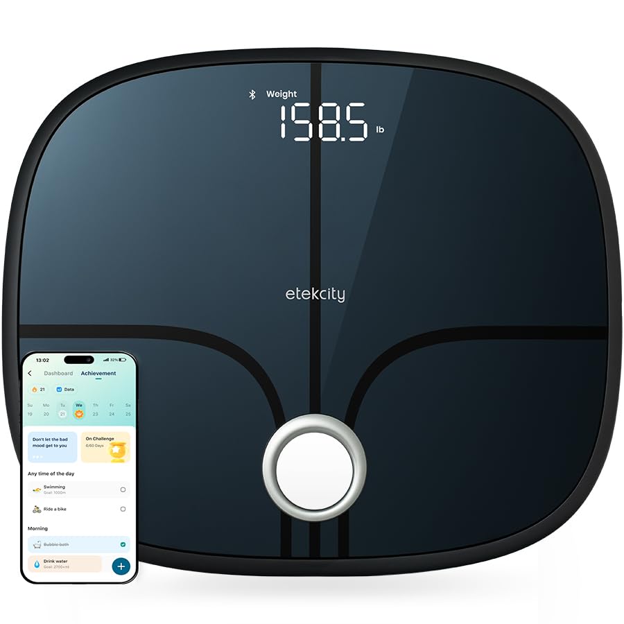 Etekcity Smart Scale for Body Weight FSA HSA Store Eligible, Bathroom Digital Weighing Scale with BMI, Body Fat, Muscle Mass, Accurate Bluetooth Home User Health Equipment Sync Apps