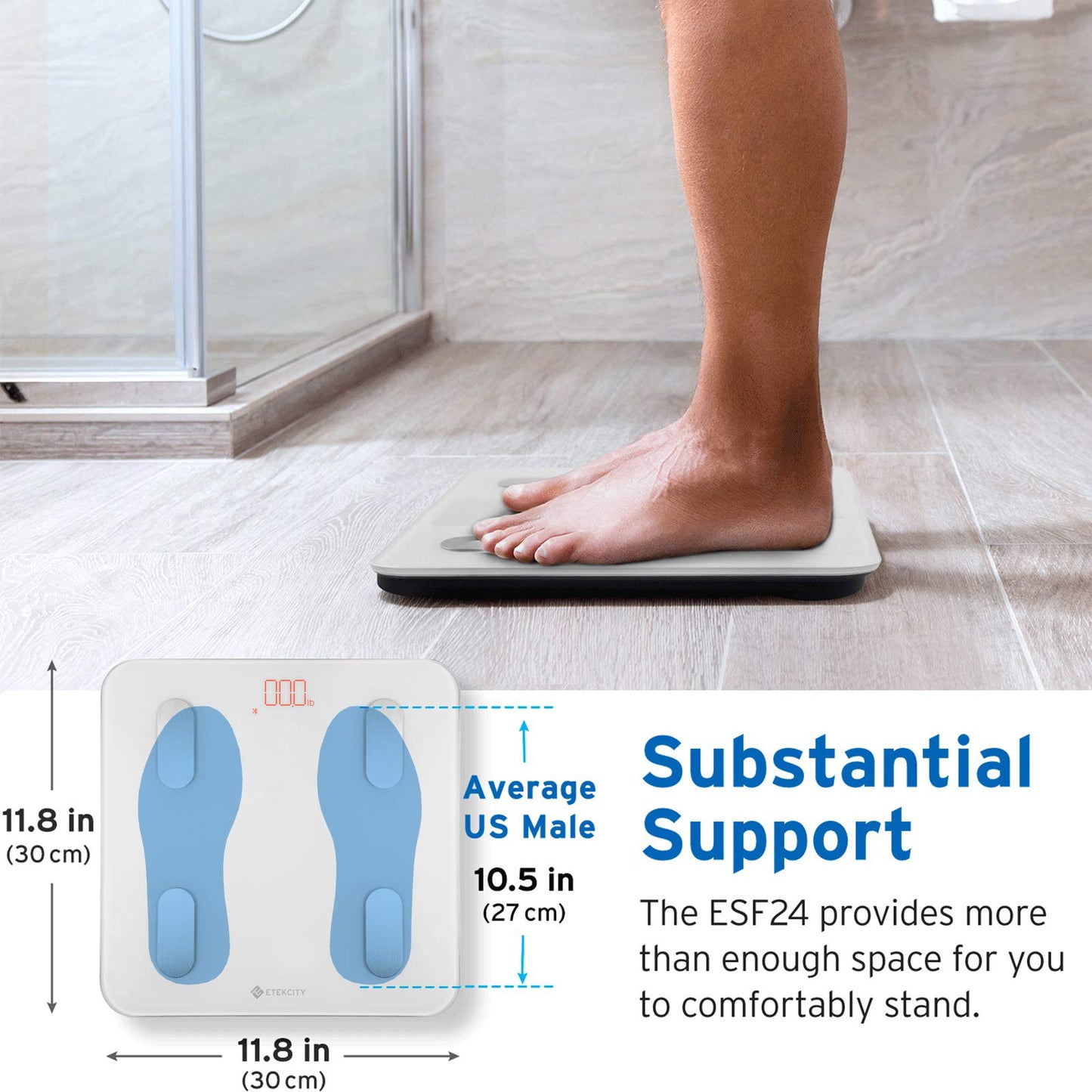 Etekcity Smart Scale for Body Weight FSA HSA Store Eligible, Bathroom Digital Weighing Scale with BMI, Body Fat, Muscle Mass, Accurate Bluetooth Home User Health Equipment Sync Apps