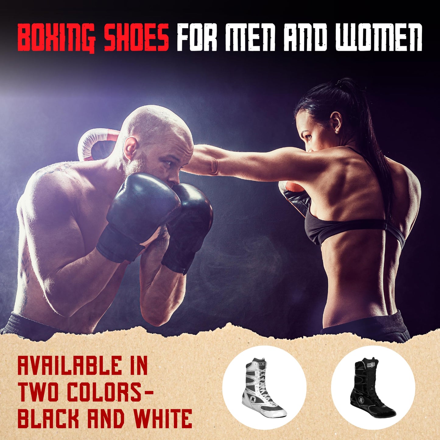 Ringside Undefeated Boxing Shoes, Synthetic Leather Shoes for Men and Women, Lightweight, High-Top Ankle Shoes for Boxing, Workout, Training, and Competition, Available in Different Sizes (2-13)